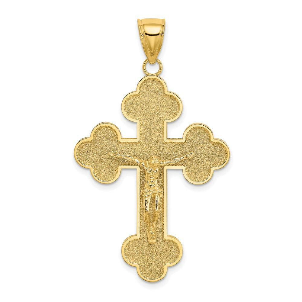 14K Yellow Gold Crucifix With SPADE SHAPED TIPS Charm Pendant