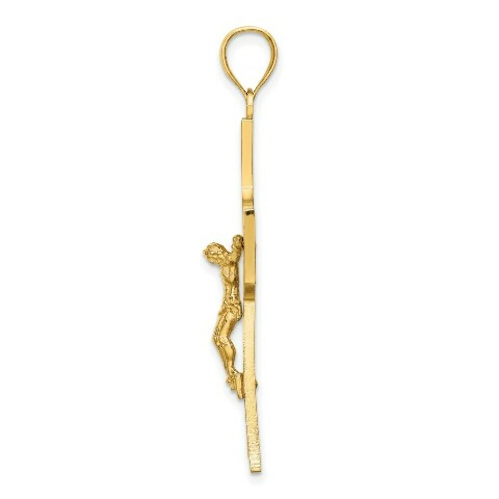 14K Yellow Gold Cut-Out Crucifix With CENTER CIRCLE Charm Pendant
