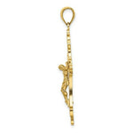 Load image into Gallery viewer, 14K Yellow Gold Textured &amp; Cut-Out Crucifix With SPADE TIPS Charm Pendant
