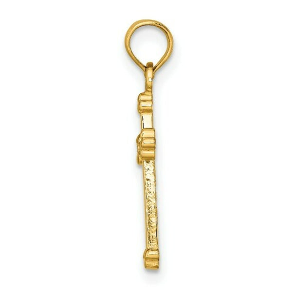 14K Yellow Gold Polished Beaded Cross