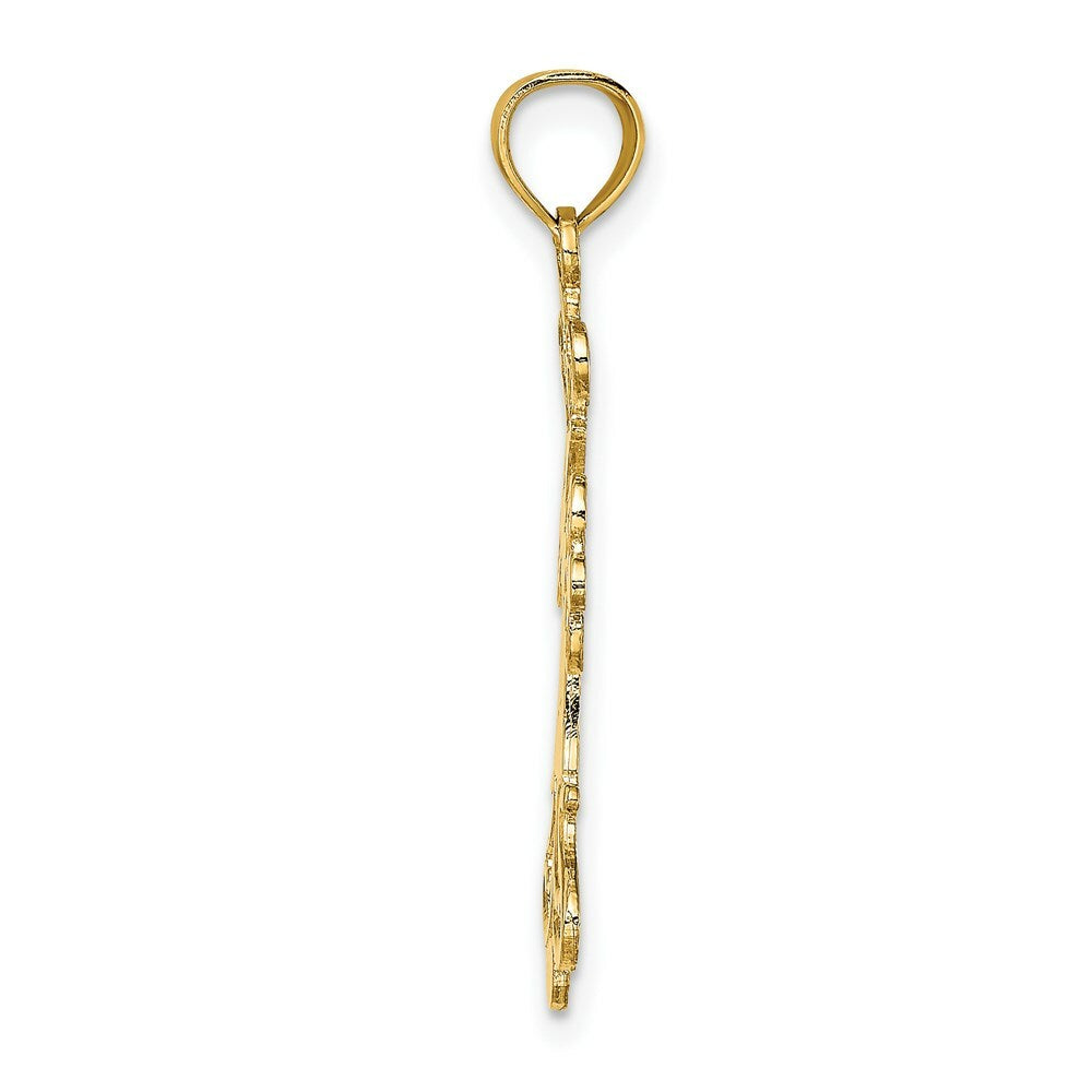 14K Yellow Gold Polished Fancy Cross Charm Pendant