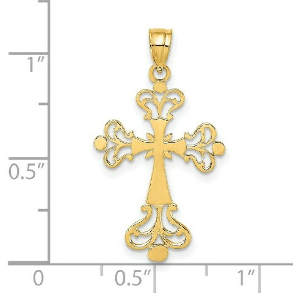 14K Yellow Gold Polished Fancy Cross Charm Pendant