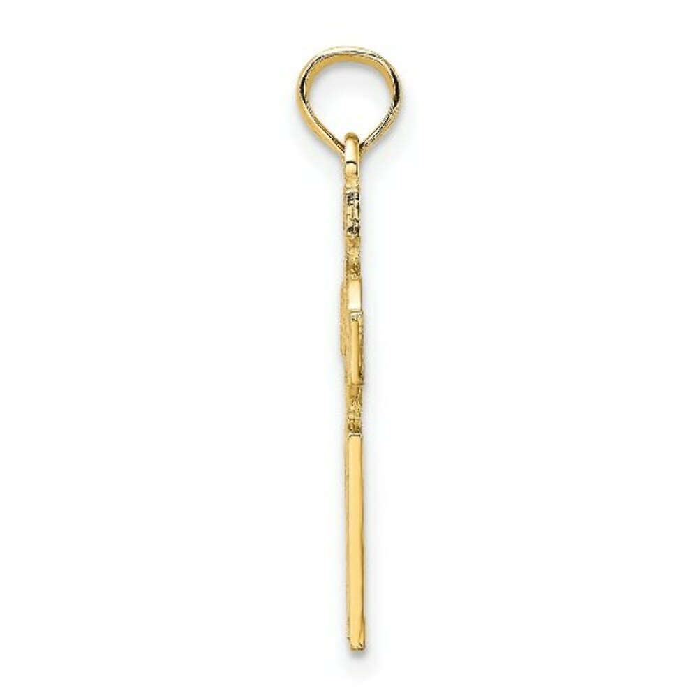 14K Yellow Gold Engraved Celtic Cross With Eternity Circle Charm Pendant