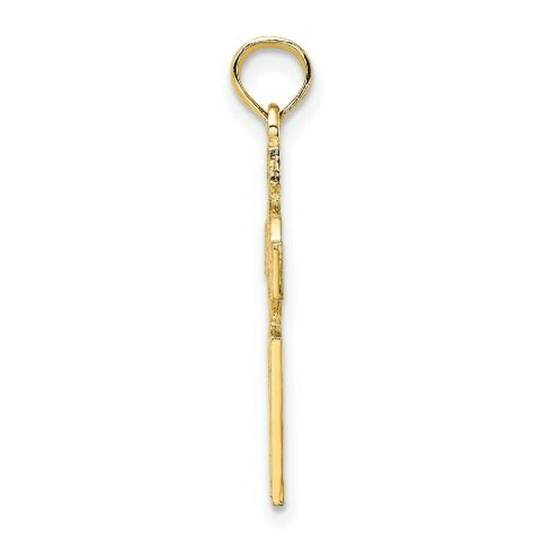 14K Yellow Gold Engraved Celtic Cross With Eternity Circle Charm Pendant