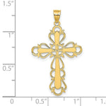 Load image into Gallery viewer, 14K Yellow Gold Polished Lace Trim Cross Charm Pendant
