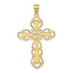Load image into Gallery viewer, 14K Yellow Gold Polished Lace Trim Cross Charm Pendant
