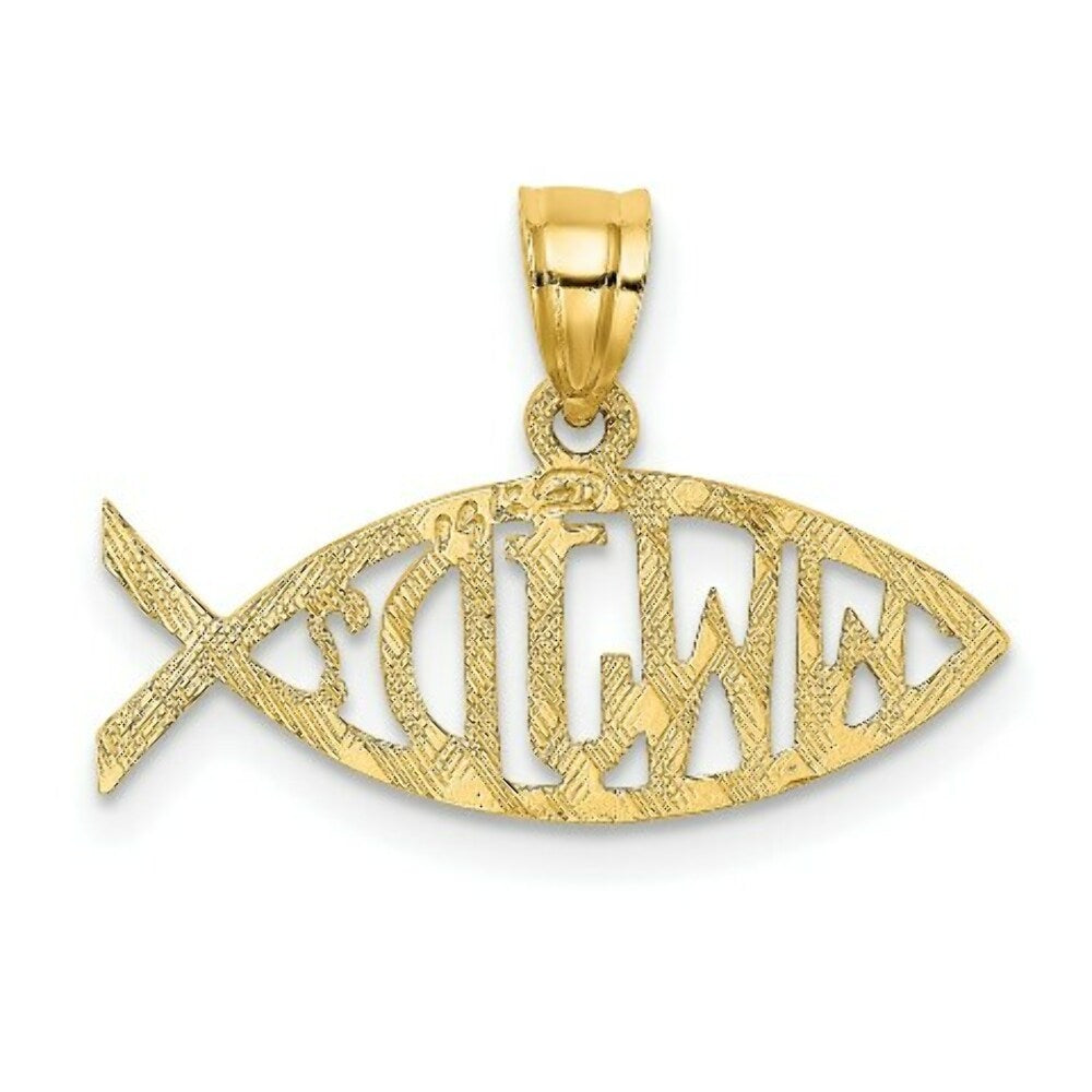 14K Yellow Gold WWJD Ichthys Charm Pendant