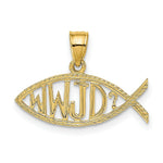Load image into Gallery viewer, 14K Yellow Gold WWJD Ichthys Charm Pendant
