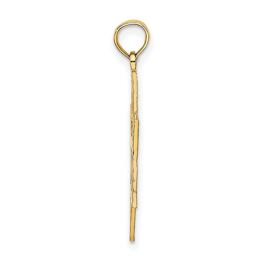 14K Yellow Gold Jewish Star With Chi Center Charm Pendant