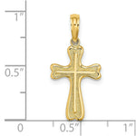 Load image into Gallery viewer, 14K Yellow Gold Cross With Textured Heart Edges Design Charm Pendant
