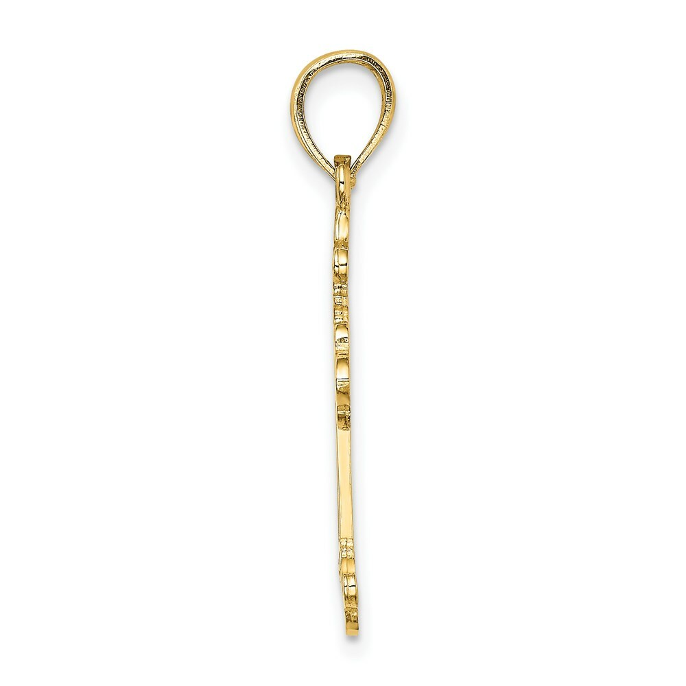 14K Yellow Gold Cross With Spade Shape Design On Edges Charm Pendant