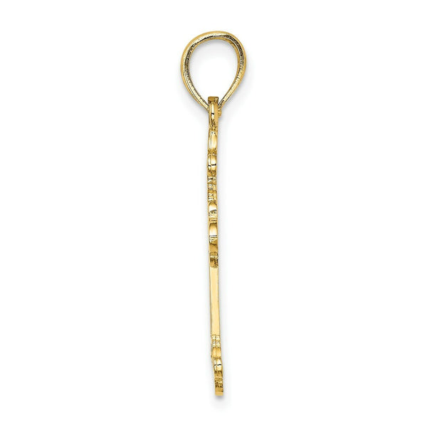 14K Yellow Gold Cross With Spade Shape Design On Edges Charm Pendant