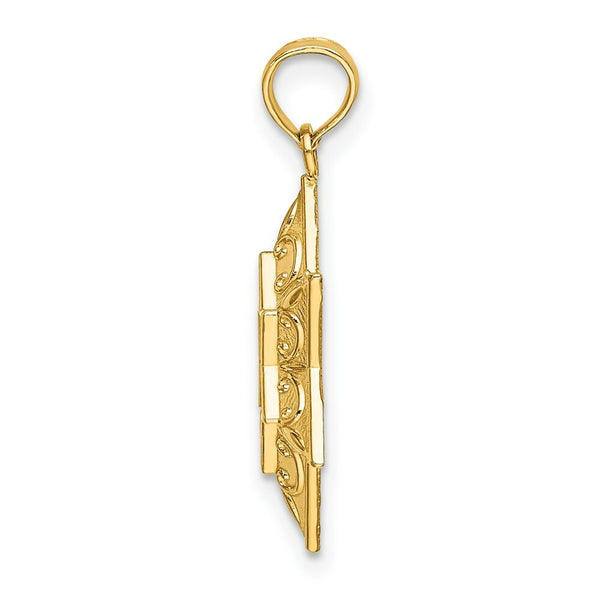 14K Yellow Gold 2-D & Textured Jewish Star Of David Charm Pendant