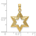 Load image into Gallery viewer, 14K Yellow Gold 2-D &amp; Textured Jewish Star Of David Charm Pendant
