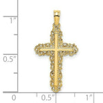 Load image into Gallery viewer, 14K Yellow Gold Cross With Filigree Lace Trim Charm Pendant
