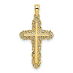Load image into Gallery viewer, 14K Yellow Gold Cross With Filigree Lace Trim Charm Pendant

