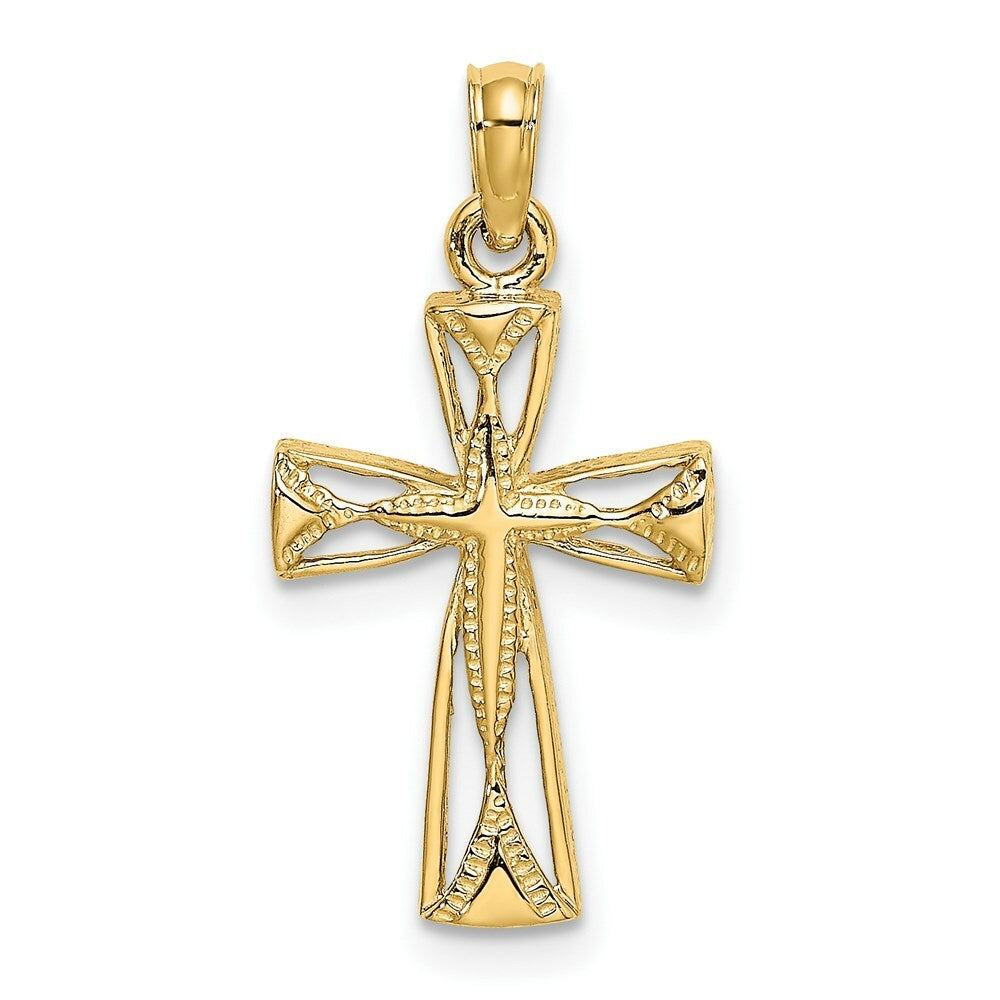14K Yellow Gold Cut-Out Cross With Triangle Ends Charm Pendant