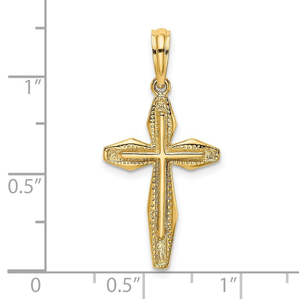 14K Yellow Gold Polished and Textured Cross Charm Pendant