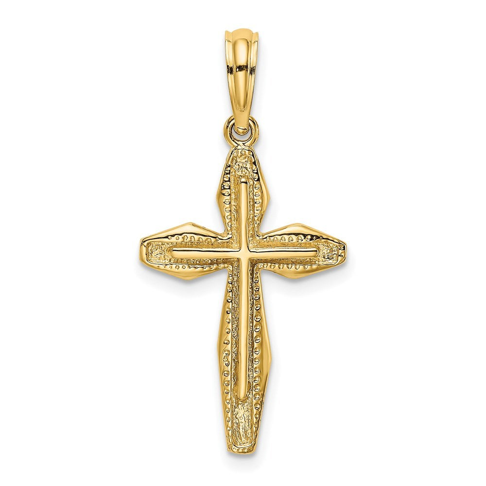 14K Yellow Gold Polished and Textured Cross Charm Pendant