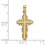 Load image into Gallery viewer, 14K Yellow Gold Stick Cross With Lace Trim Charm Pendant
