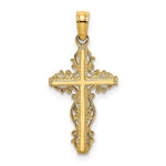 Load image into Gallery viewer, 14K Yellow Gold Stick Cross With Lace Trim Charm Pendant
