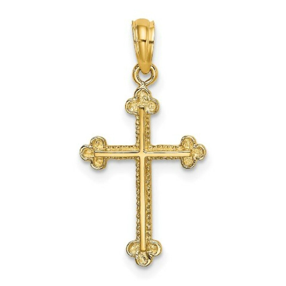 14K Yellow Gold Cross With Spade Tip Edges Charm Pendant