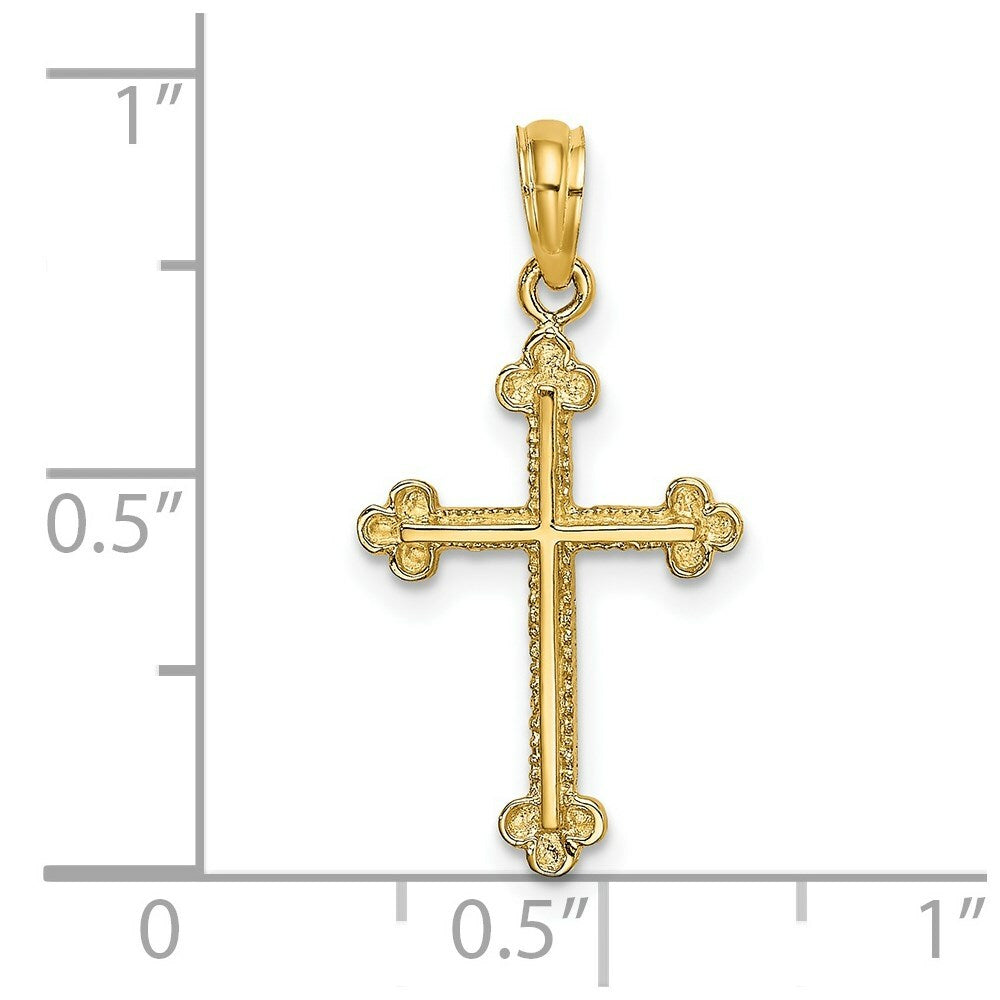 14K Yellow Gold Cross With Spade Tip Edges Charm Pendant