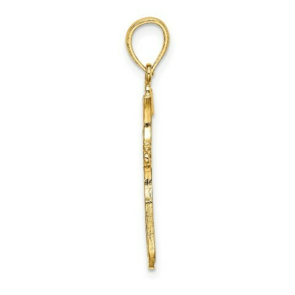 14K Yellow Gold Cross Cut-Out & Polished Cross Charm Pendant
