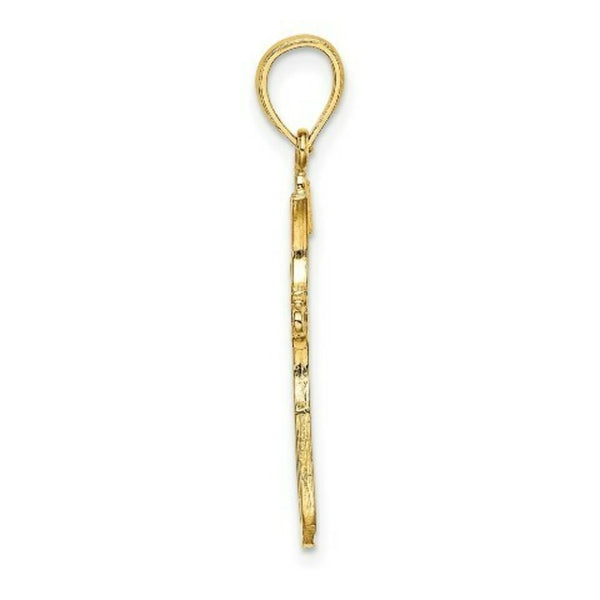 14K Yellow Gold Cross Cut-Out & Polished Cross Charm Pendant