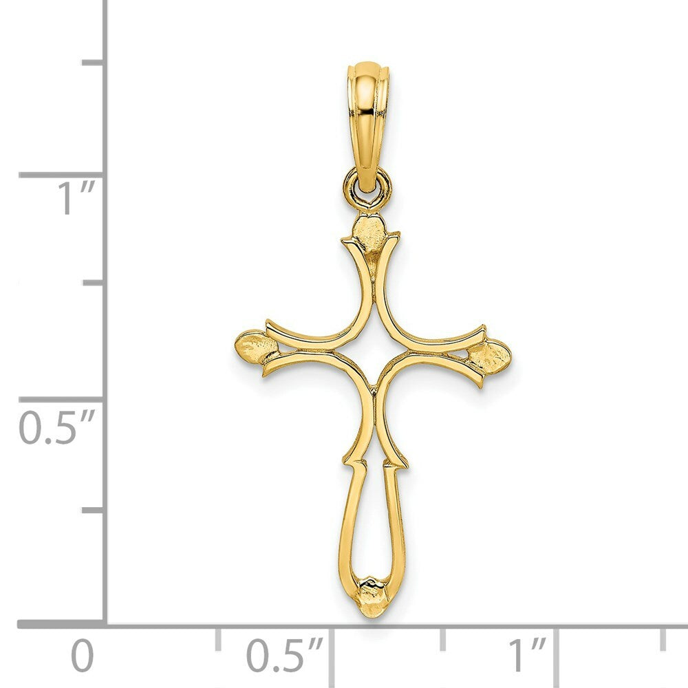 14K Yellow Gold Cross Cut-Out & Polished Cross Charm Pendant
