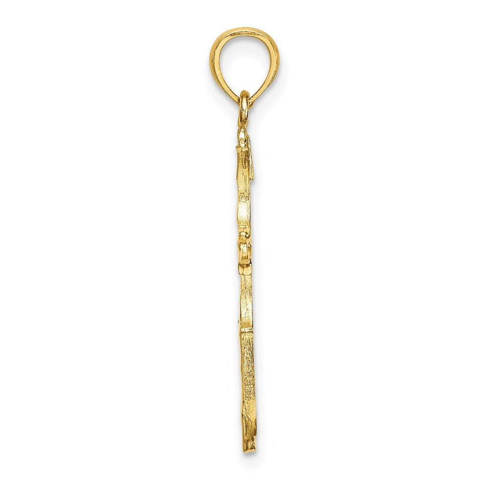 14K Yellow Gold Diamond-cut Cross Charm Pendant