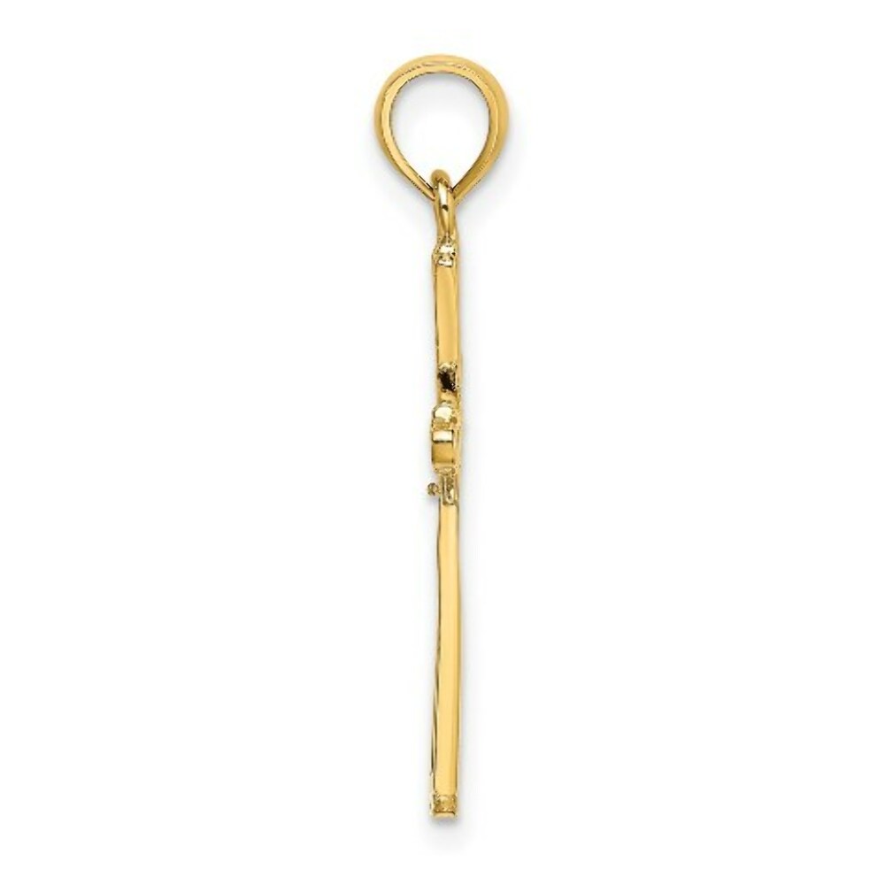 14K Yellow Gold Polished With X Center Cross Charm Pendant