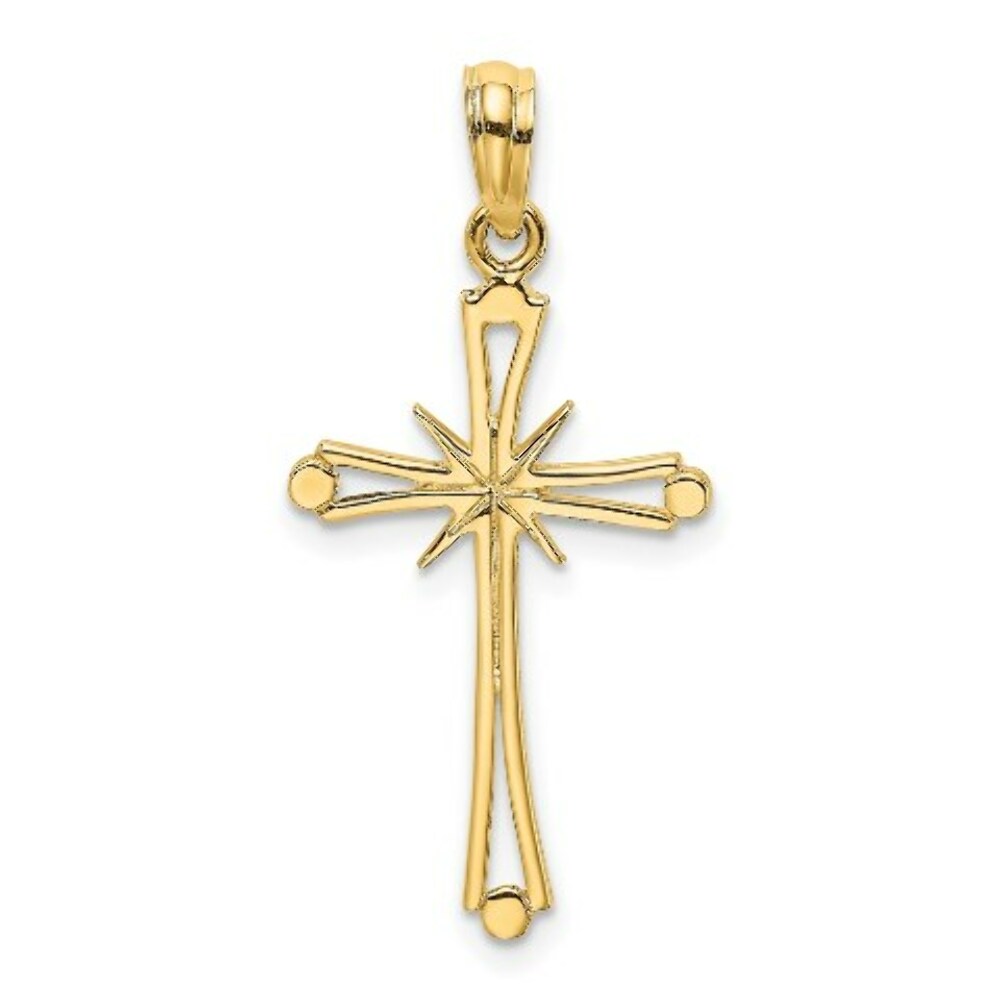 14K Yellow Gold Polished With X Center Cross Charm Pendant