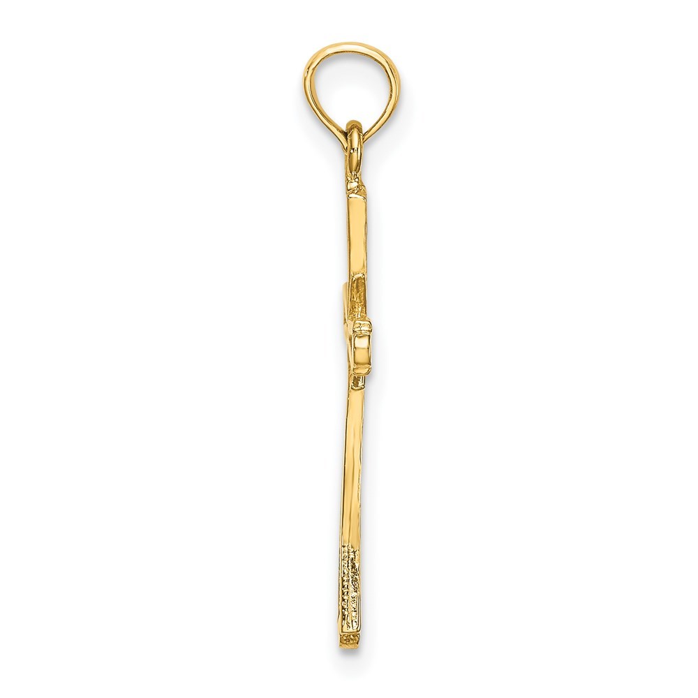 14K Yellow Gold Diamond-cut With X Center On Cross Charm Pendant