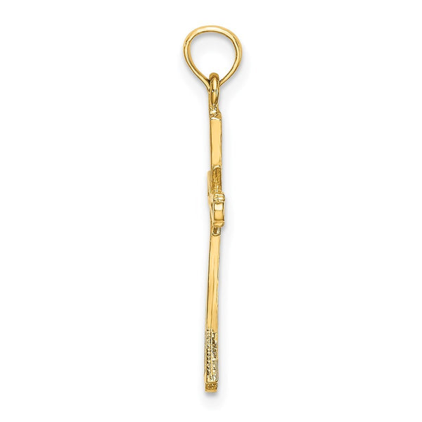 14K Yellow Gold Diamond-cut With X Center On Cross Charm Pendant