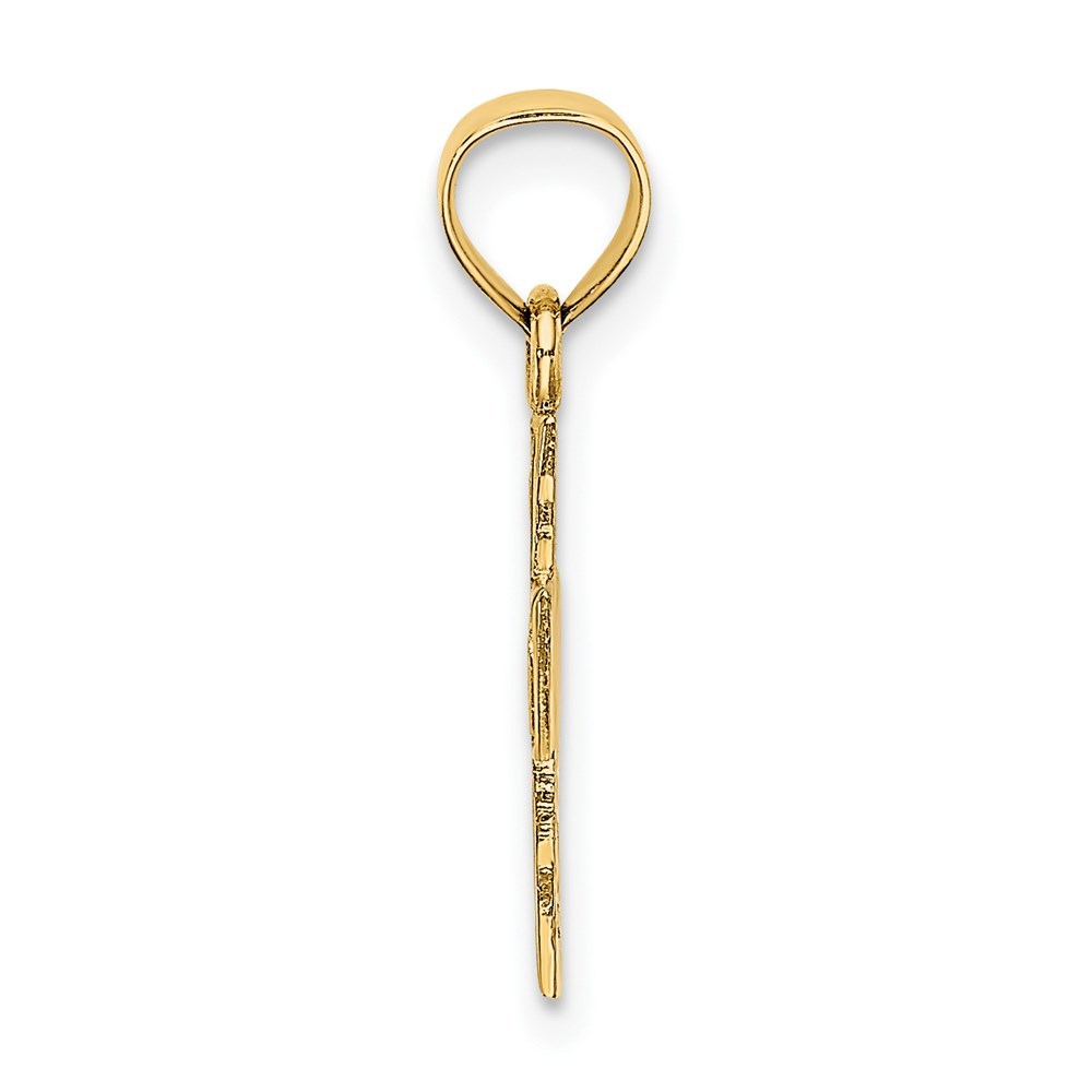 14K Yellow Gold Polished and Textured Cross Charm Pendant