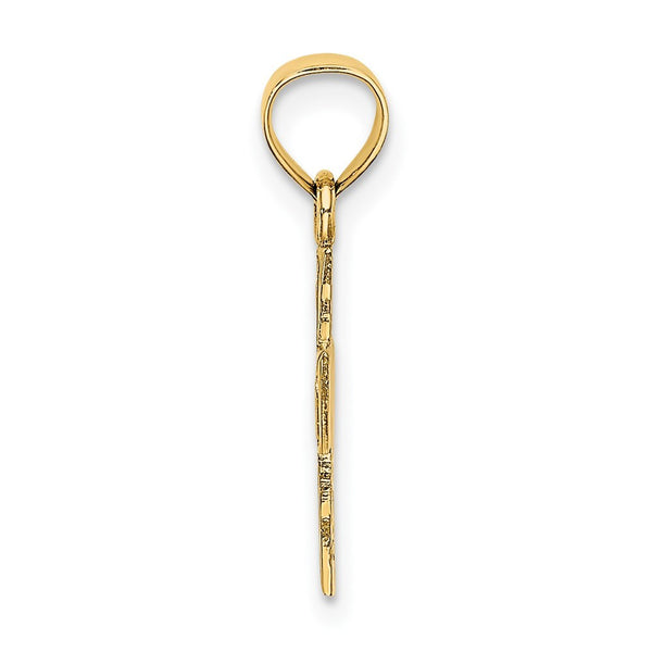 14K Yellow Gold Polished and Textured Cross Charm Pendant