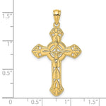 Load image into Gallery viewer, 14K Yellow Gold Textured Crucifix With Arrow Charm Pendant
