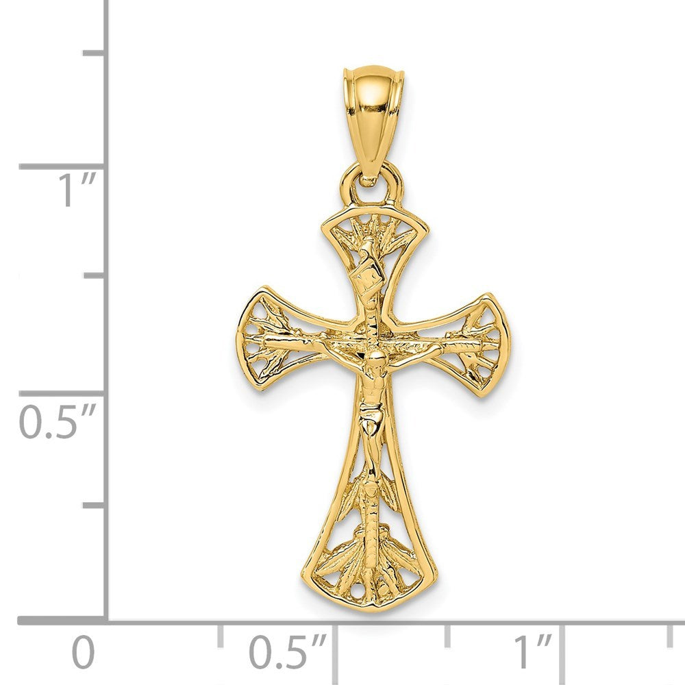 14K Yellow Gold 2-D Crucifix Charm Pendant