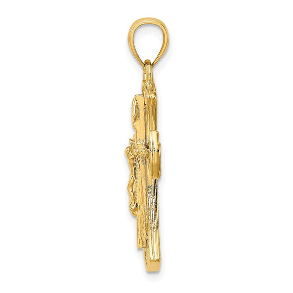 14K Yellow Gold 2-D Crucifix Charm Pendant
