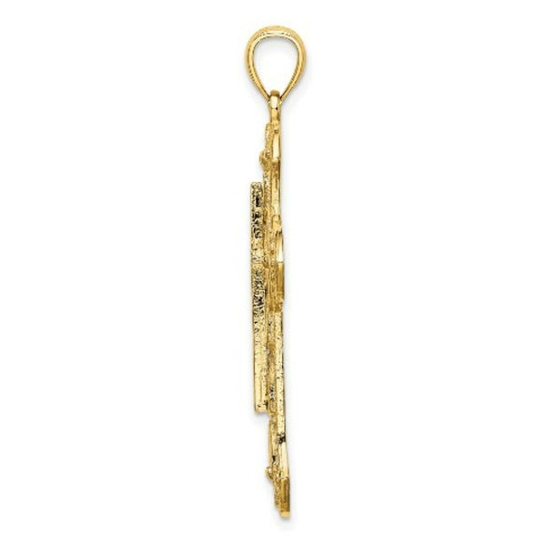 14K Yellow Gold 2-D & Cut-Out Cross With ARROW Charm Pendant