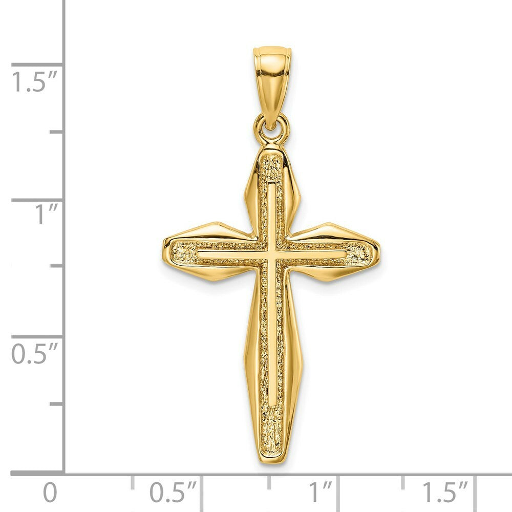 14K Yellow Gold 2-D & Textured Cross Charm Pendant