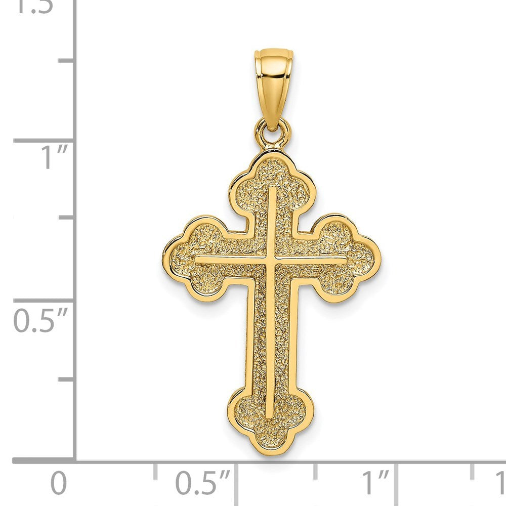 14K Yellow Gold 2-D Cross With Spade Ends Charm Pendant