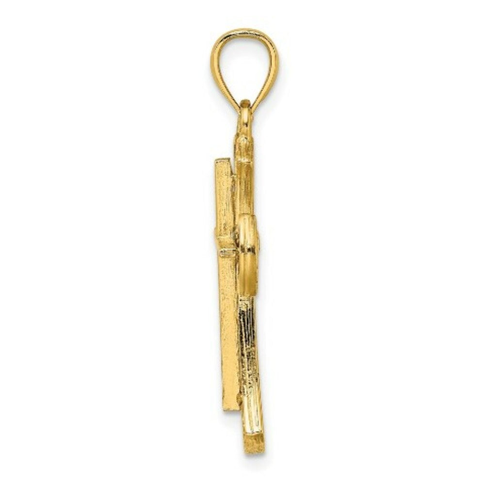 14K Yellow Gold Cut-Out With Round Edges Cross Charm Pendant