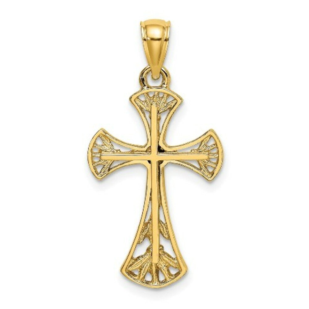 14K Yellow Gold Cut-Out With Round Edges Cross Charm Pendant