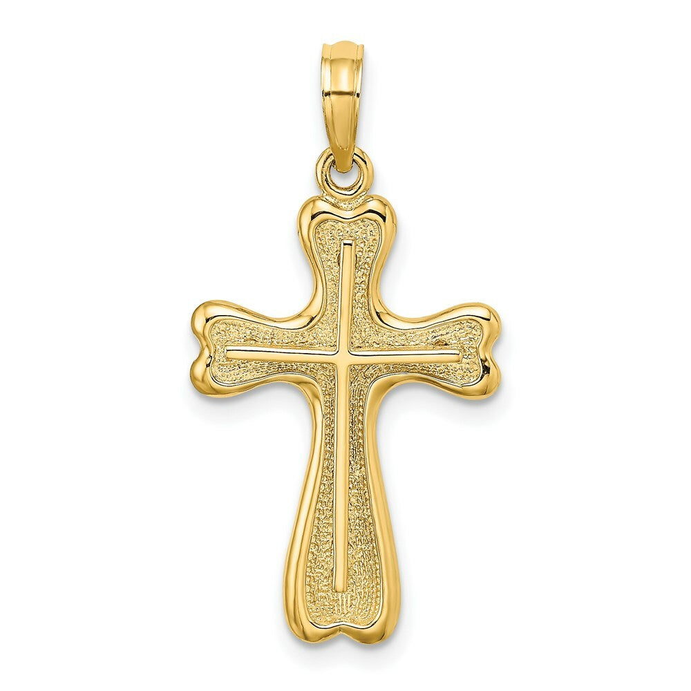 14K Yellow Gold Cross With Heart Shaped Ends Charm Pendant