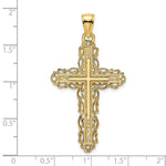 Load image into Gallery viewer, 14K Yellow Gold 2-D Cross With LACE TRIM Charm Pendant
