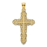 Load image into Gallery viewer, 14K Yellow Gold 2-D Cross With LACE TRIM Charm Pendant
