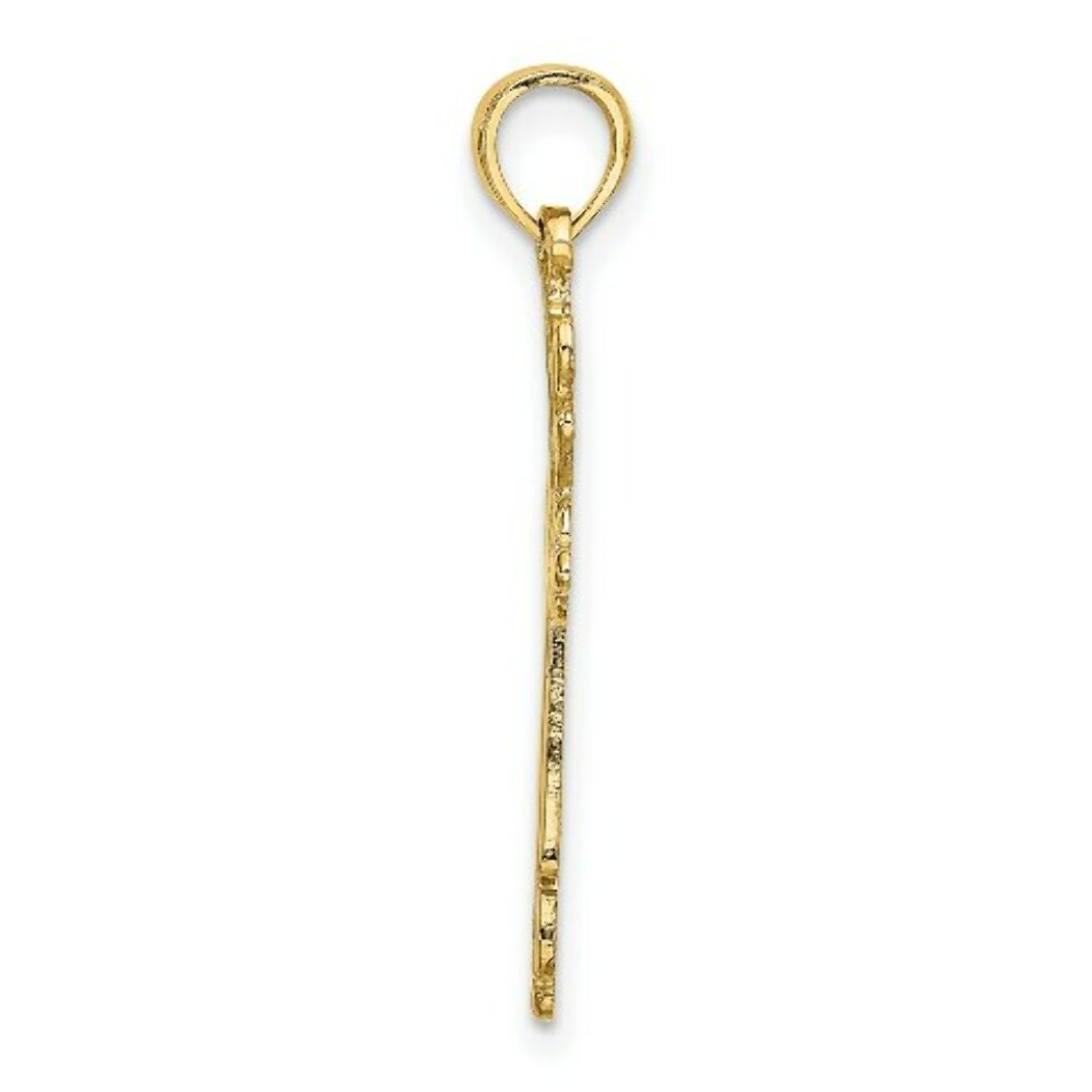 14K Yellow Gold Cross Cut-Out With Heart Ends Charm Pendant