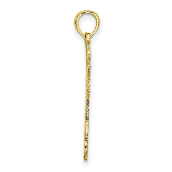 14K Yellow Gold Cross Cut-Out With Heart Ends Charm Pendant